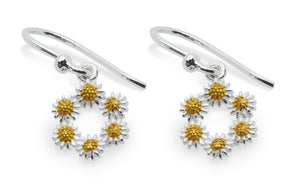 Silver Daisy Iota Drop Earrings