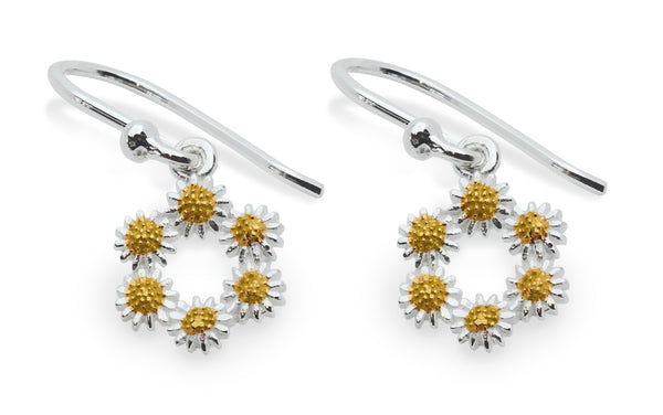 Silver Daisy Iota Drop Earrings