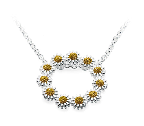 Silver Daisy Iota Circle Chain Necklace
