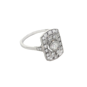 A twenty five stone Diamond Art Deco Style Plaque Ring in Platinum 