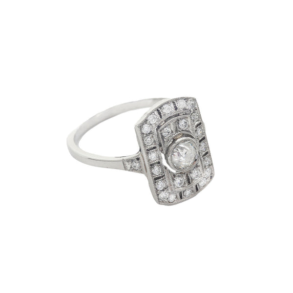 A twenty five stone Diamond Art Deco Style Plaque Ring in Platinum 