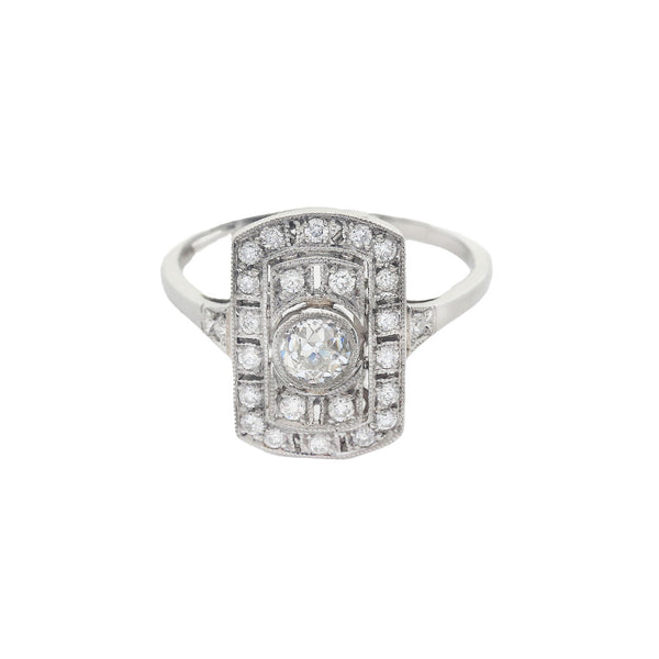 A twenty five stone Diamond Art Deco Style Plaque Ring in Platinum 