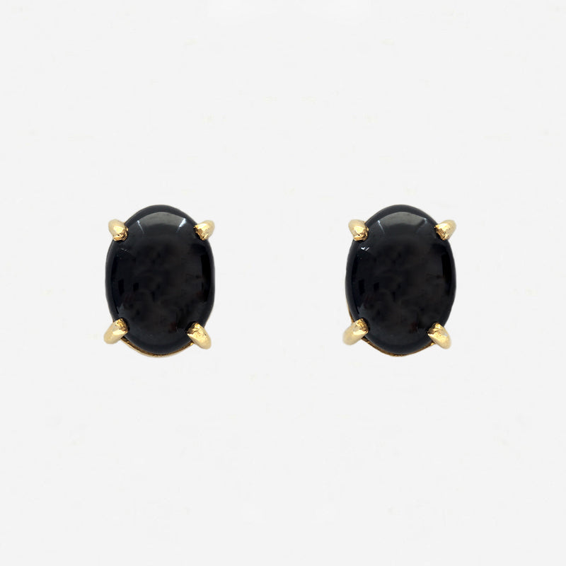 Star Sapphire Stud Earrings in 18ct Yellow Gold - Secondhnad