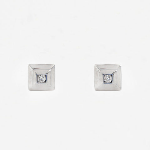 Diamond Solitaire Stud Earrings in 18ct White Gold - Secondhand