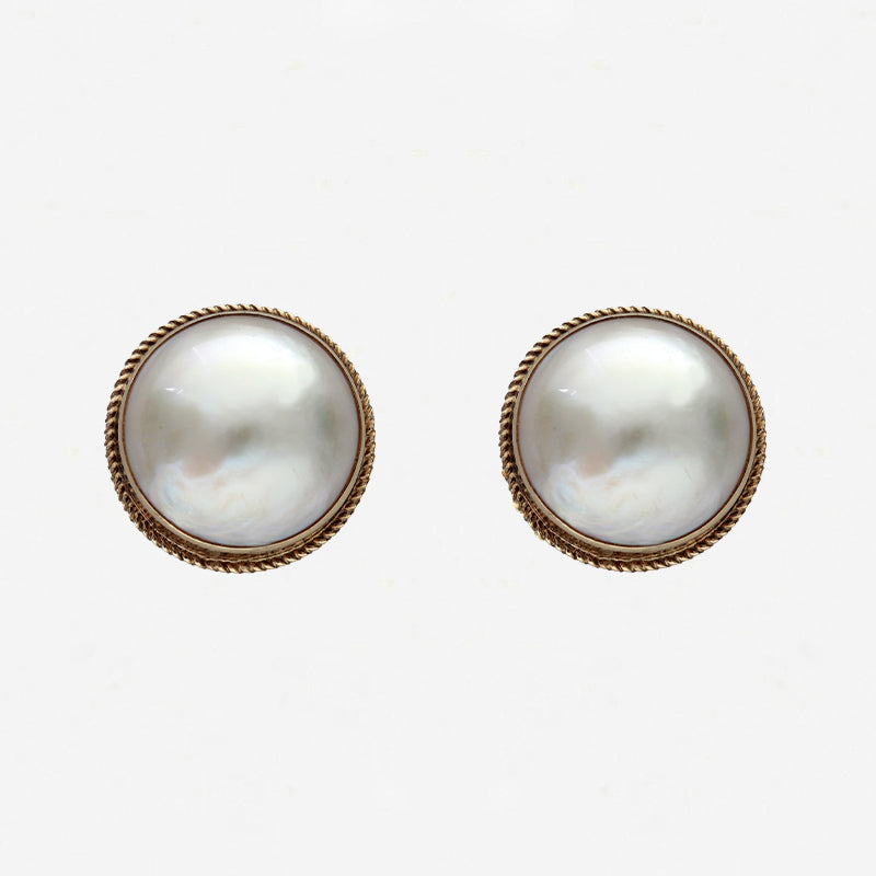 Mabe Pearl Stud Earrings in 9ct Gold - Secondhand