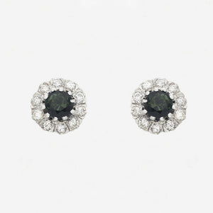 Tourmaline & Diamond Cluster Stud Earrings - Secondhand
