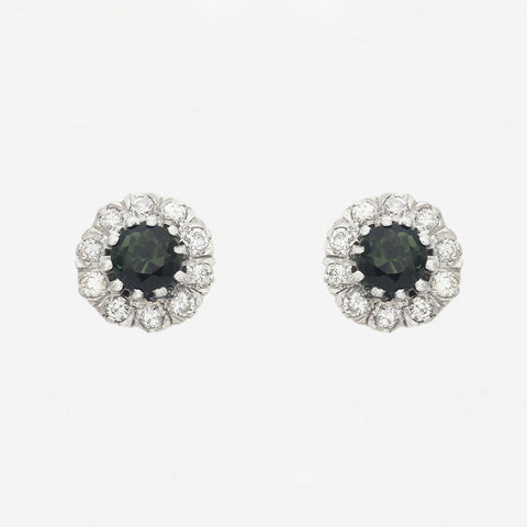 Tourmaline & Diamond Cluster Stud Earrings - Secondhand
