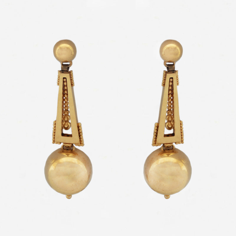 18ct Yellow Gold Victorian Drop Earrings - Secondhand