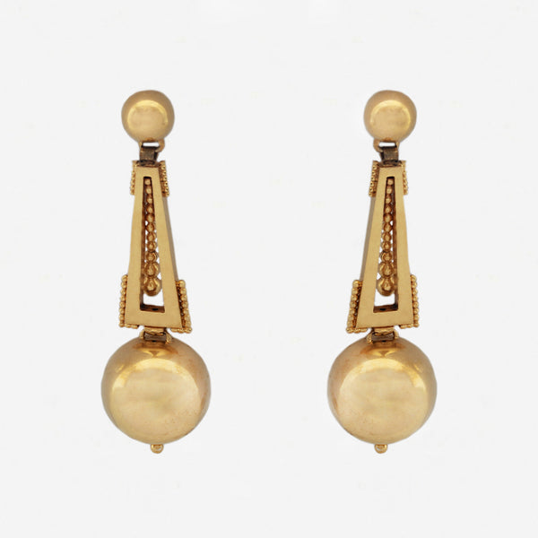 18ct Yellow Gold Victorian Drop Earrings - Secondhand