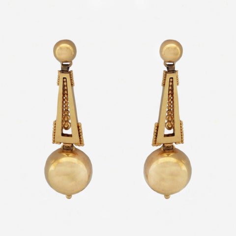 18ct Yellow Gold Victorian Drop Earrings - Secondhand