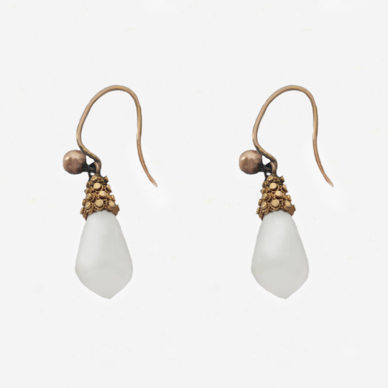 Chalcedony Drop Earrings in 9ct Gold - Secondhand