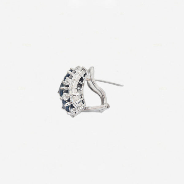 Sapphire & Diamond Hoop Earrings in 18ct White Gold - Secondhand