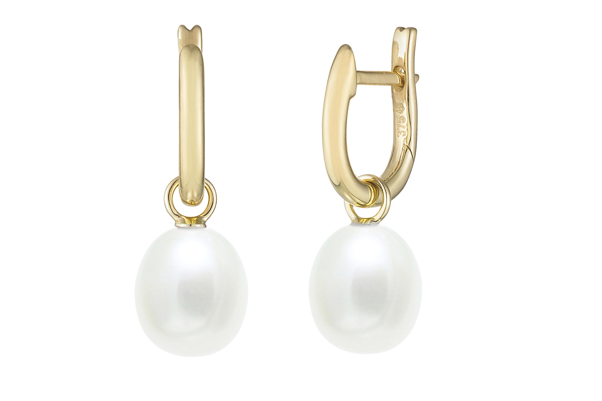 Freshwater Pearl (7.5-8mm) Huggie Earrings in 9ct Gold