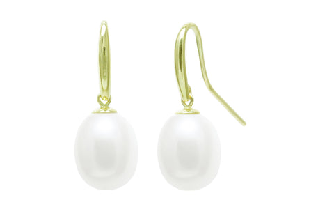 Freshwater Pearl (9-10mm) Drop Earrings in 9ct Gold