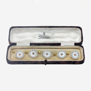 Mother Of Pearl, Enamel & 15ct Gold Shirt Studs - Secondhand