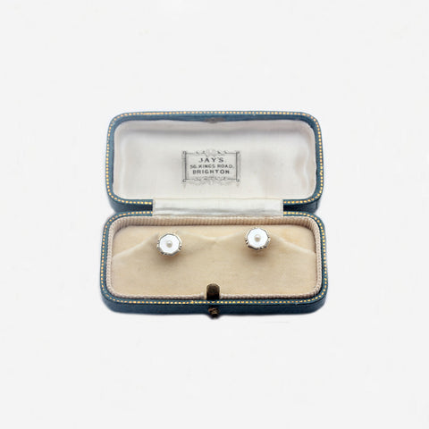 Pearl Collar Studs in 9ct White Gold & 18ct Yellow Gold - Secondhand