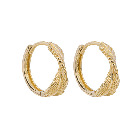 9ct Yellow Gold Leaf Hoop Earrings