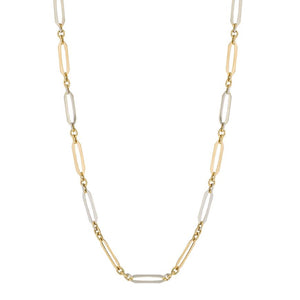 9ct Yellow And White Gold Elongated Link Chain