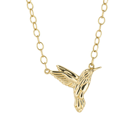 9ct Yellow Gold Hummingbird Necklace