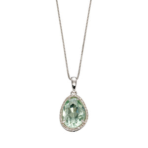 Fluorite & Diamond Pendant & Chain in 9ct White Gold