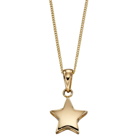 9ct Yellow Gold Star Pendant & Chain
