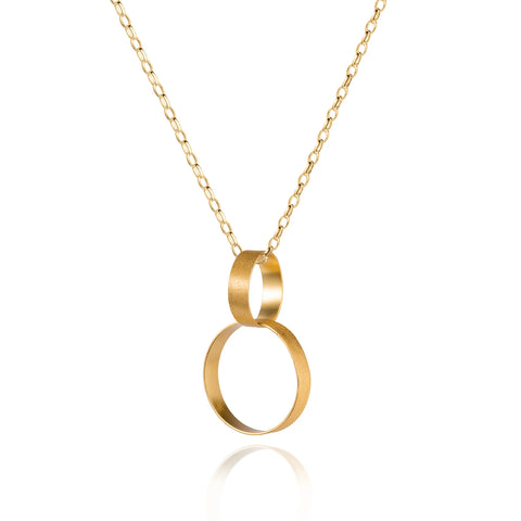Double Hoop Gold Plated Silver Pendant & Chain by Christin Ranger