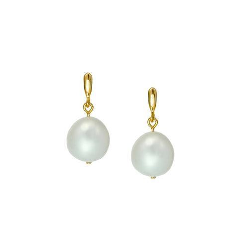 Freshwater Pearl & Gold Plated Silver Drop Earrings by Christin Ranger