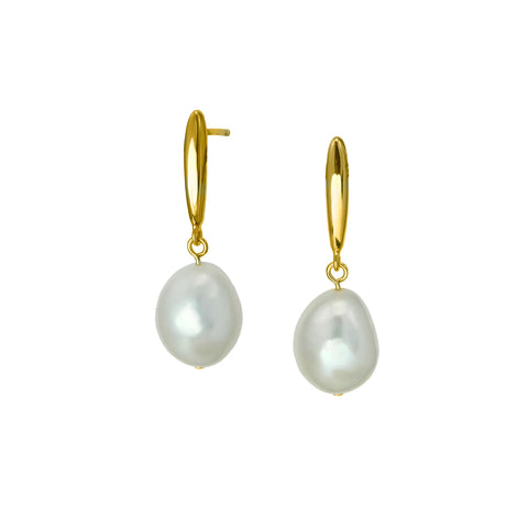 Freshwater & Gold Plated Silver Pearl Drop Earrings by Christin Ranger