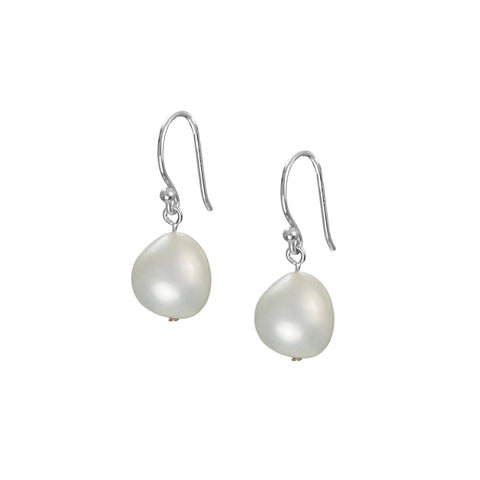 Freshwater & Silver Pearl Drop Earrings by Christin Ranger