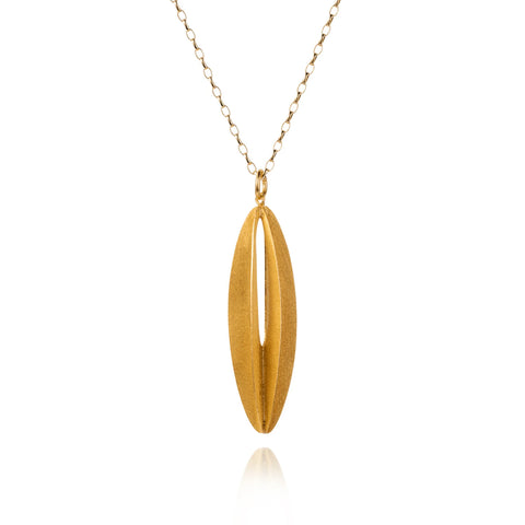 Elliptic Gold Plated Silver Pendant & Chain by Christin Ranger
