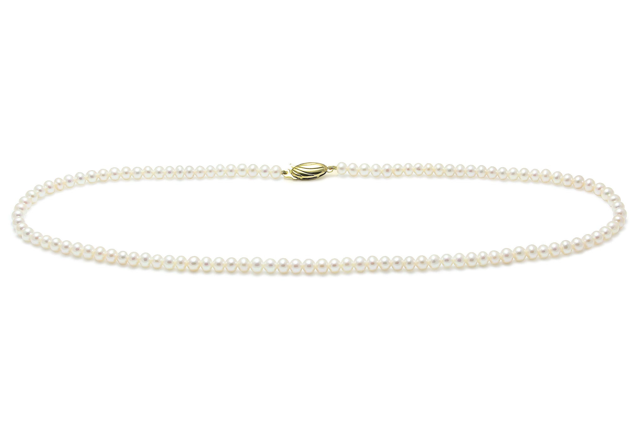 Freshwater Pearl Single Row Necklace with a Gold on Silver Clasp