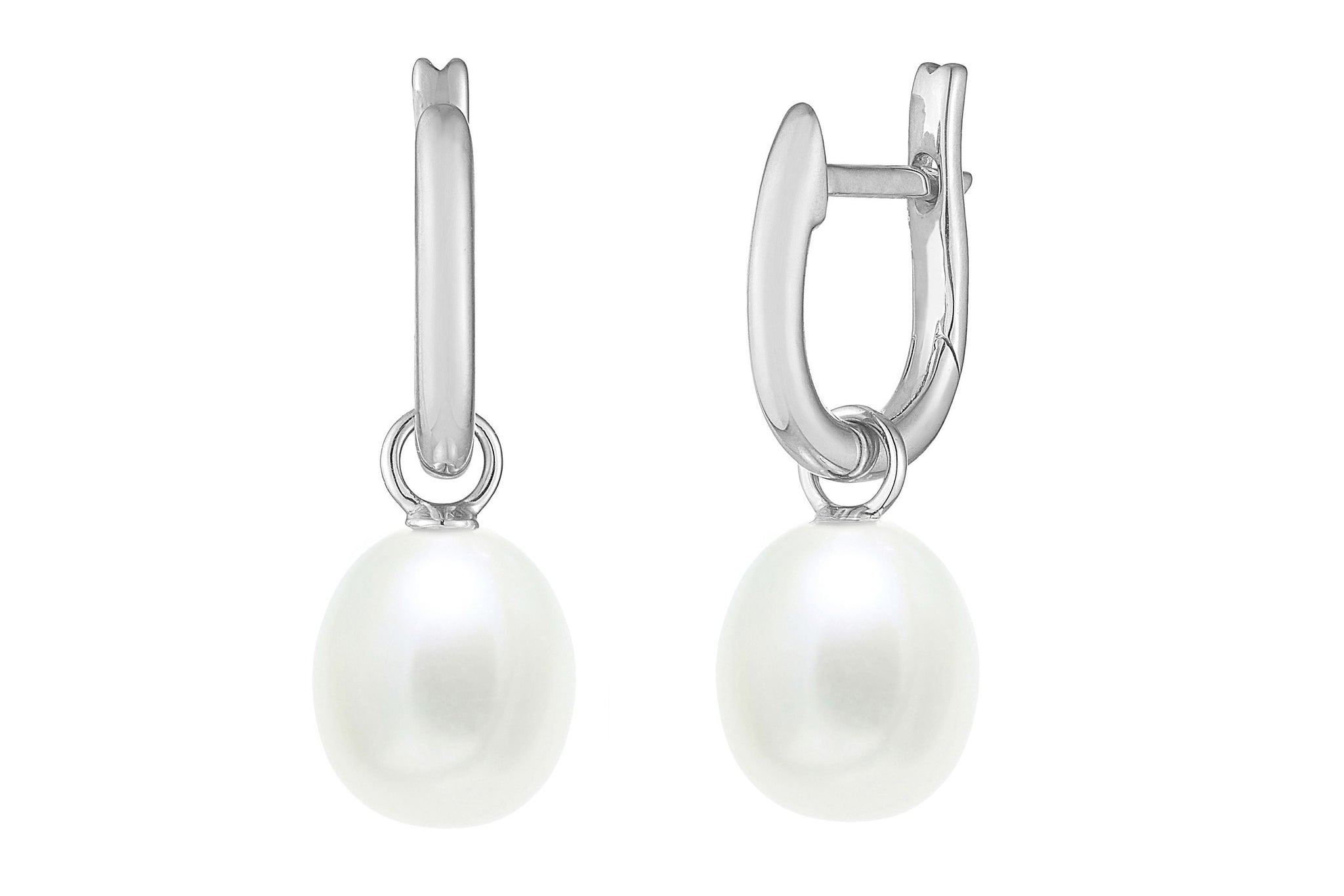 Freshwater Pearl (7.50-8.00mm) Huggie Earrings in Sterling Silver