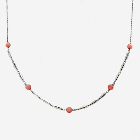Coral & 9ct White Gold Chain - Secondhand