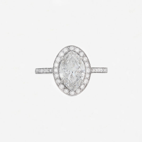Diamond Marquise Certificated Cluster Ring in Platinum - Secondhand