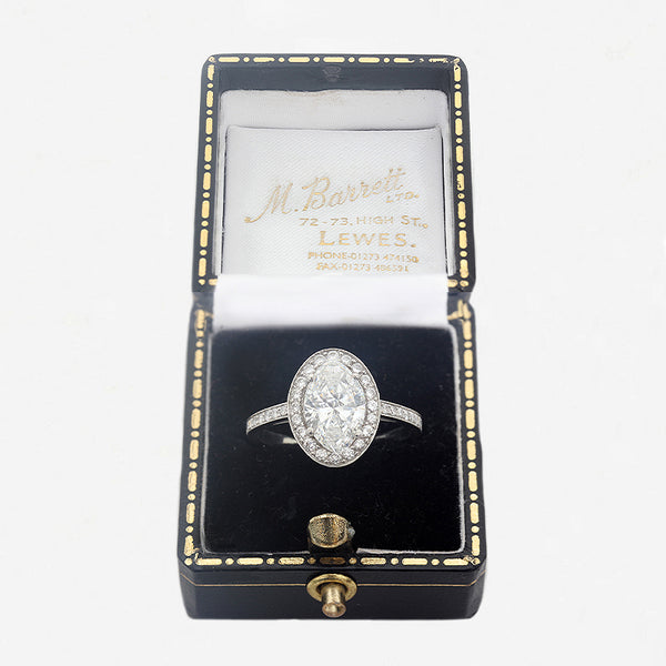 Diamond Marquise Certificated Cluster Ring in Platinum - Secondhand