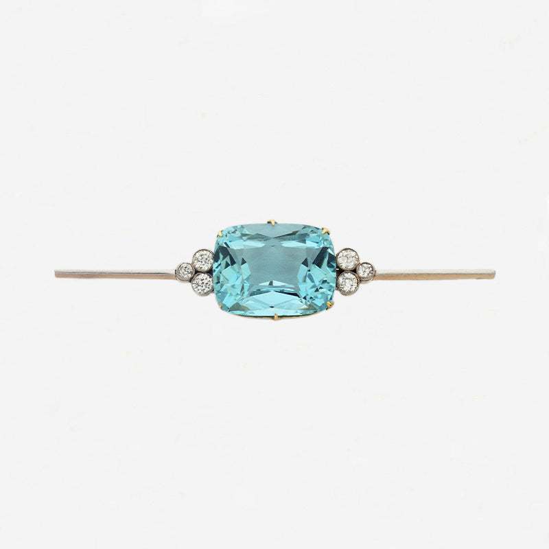 Aquamarine Diamond Bar Brooch - Secondhand