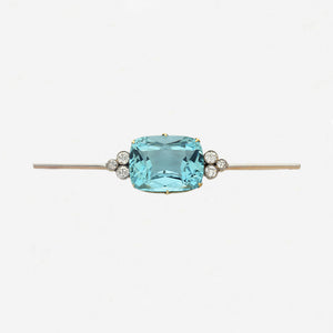 Aquamarine Diamond Bar Brooch - Secondhand