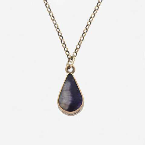 Blue John Pendant and Chain in 9ct Gold - Secondhand