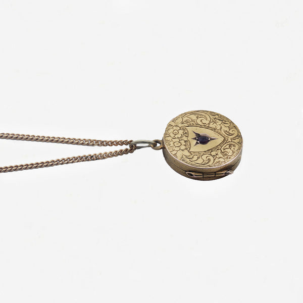 15ct Ruby Set Locket and 9ct Chain - Secondhand