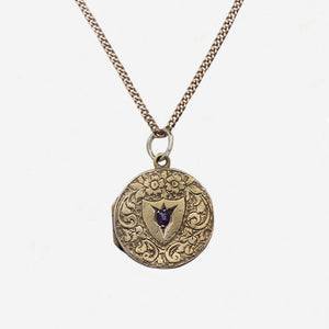 15ct Ruby Set Locket and 9ct Chain - Secondhand