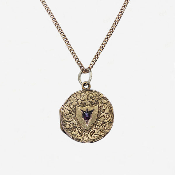 15ct Ruby Set Locket and 9ct Chain - Secondhand