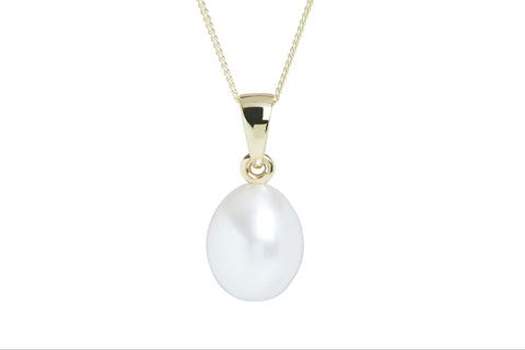 Freshwater Pearl (9mm) Pendant & Chain in 9ct Gold
