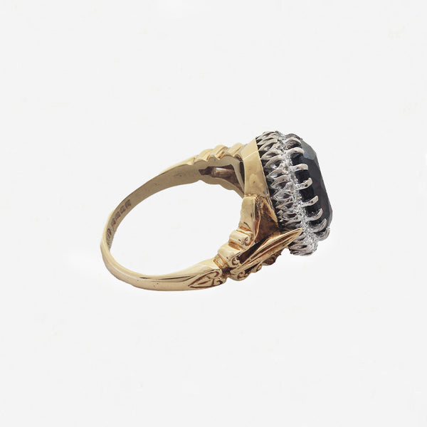 Garnet & Diamond Cluster Ring in 18ct Gold - Secondhand