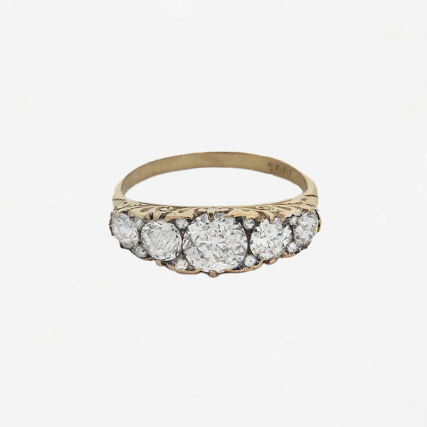 Diamond Victorian Five Stone Ring in 18ct Gold - Secondhand