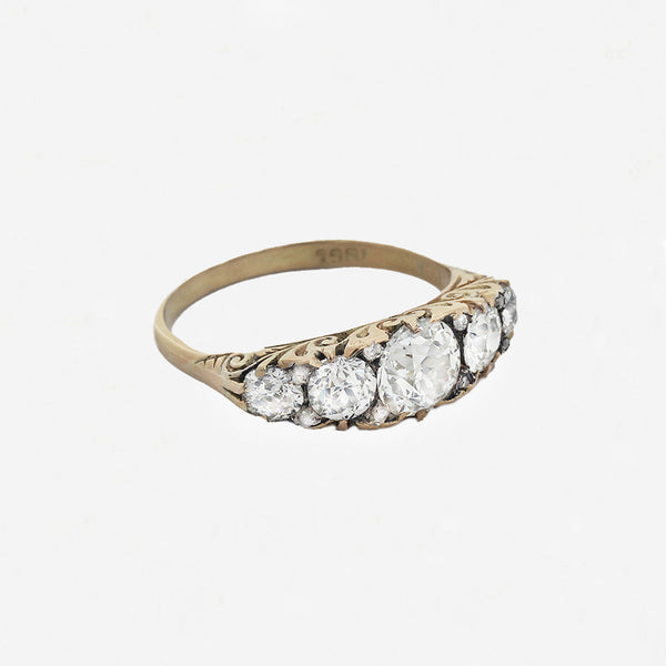 Diamond Victorian Five Stone Ring in 18ct Gold - Secondhand