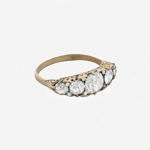 Diamond Victorian Five Stone Ring in 18ct Gold - Secondhand