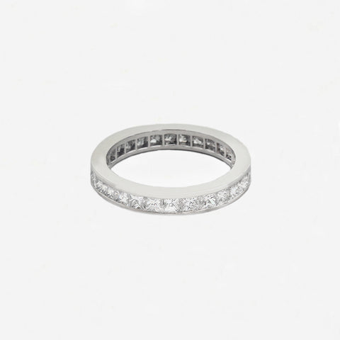 Diamond Princess Cut Full Eternity Ring in 18ct White Gold - Secondhand