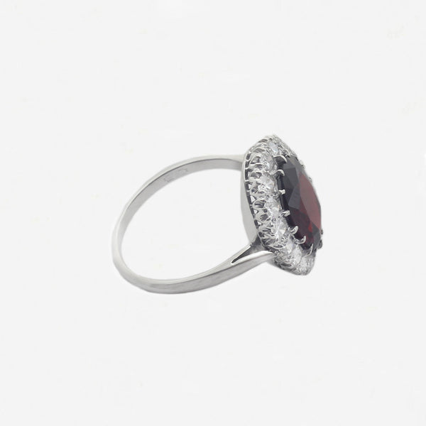 Spinel and Diamond Cluster Ring in 18ct White Gold - Secondhand