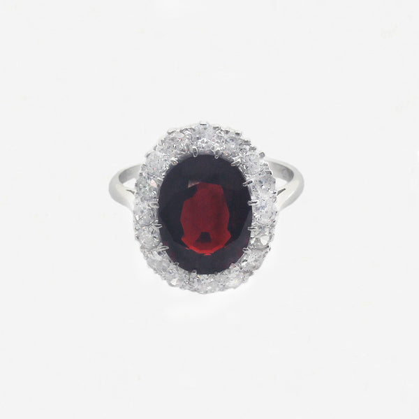 Spinel and Diamond Cluster Ring in 18ct White Gold - Secondhand