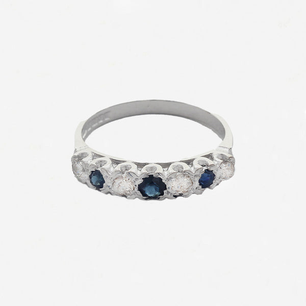 Sapphire & Diamond Ring in 18ct White Gold - Secondhand